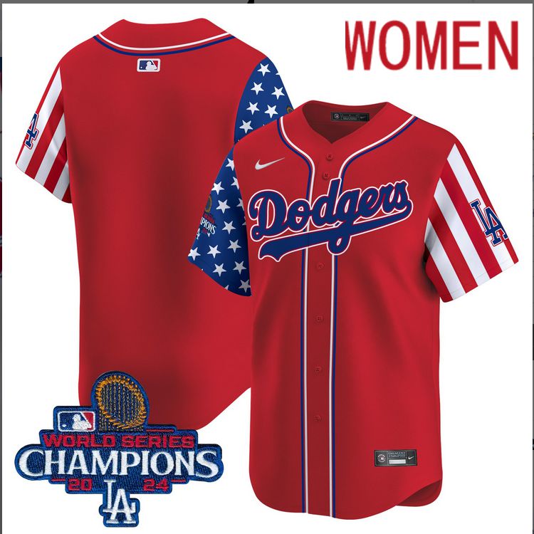 Women MLB Los Angeles Dodgers blank American Style red 2024 World Series Champions Limited Jersey
